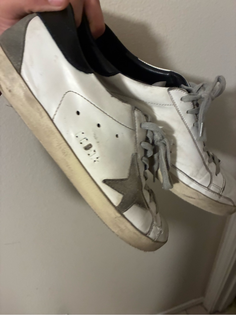 Golden Goose White Leather Low-Top Sneakers with Gray Star